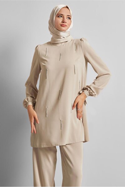 Alvina Stone Detail Pants Suit 45669