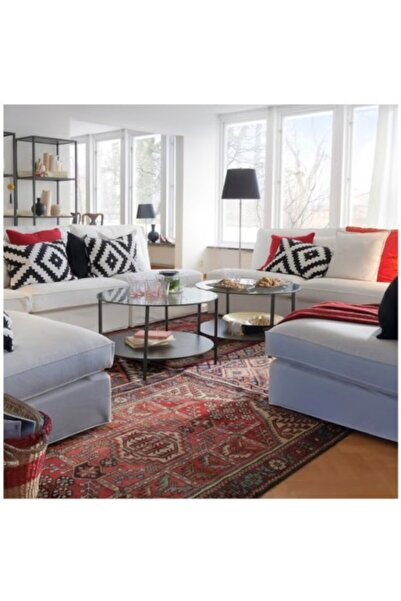 Generic Two-tier glass coffee table, large round centre table with open storage shelf, modern side table for