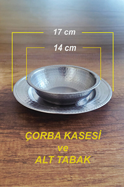 Binbir Trend Çekic Dövme Desenli Çorba Kasesi ve Alt Tabak Takımı, Çorbalık Takımı 14cm -17cm