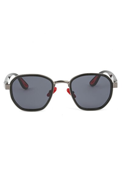 Angel Eyes Corner Design Gray/Black Frame Black Glass Sunglasses