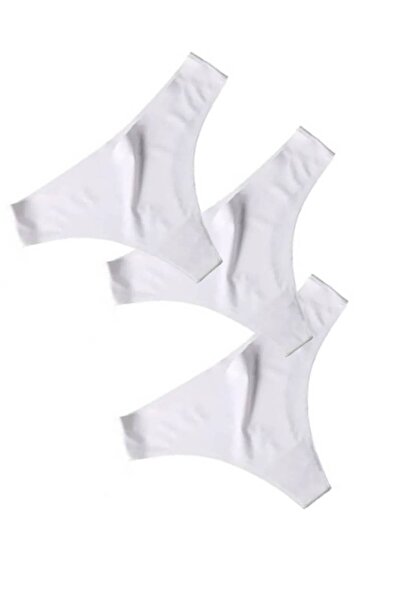 GECKO COLLECTION 3'lü Tanga Beyaz Lazer Kesim Dikişsiz Iz Yapmaz Kadın