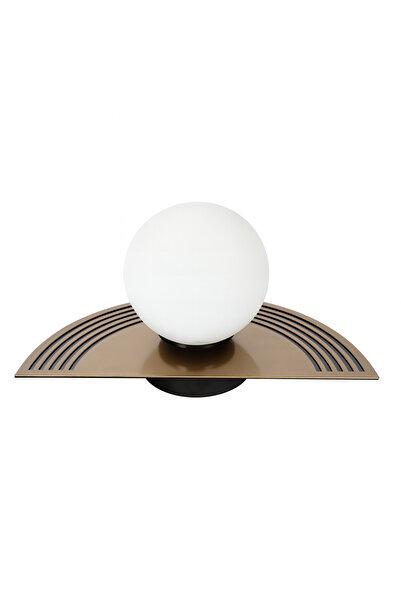 VENON Half Moon Antique Black Striped Wall Lamp Stainless Metal Sconce 15 cm Globe Glass Hotel Lighting