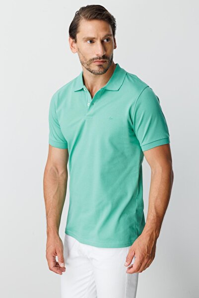 İgs Men's Nile Green Standard Polo Collar T-Shirt