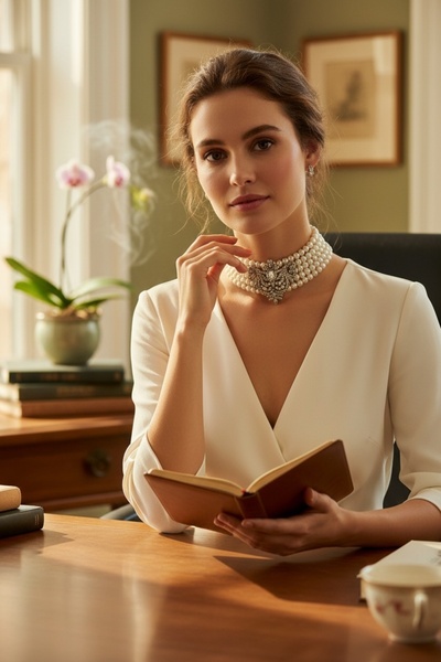 FAYRA ACCESSORIES Zirkon Taşlı Choker Tasma Inci Kolye