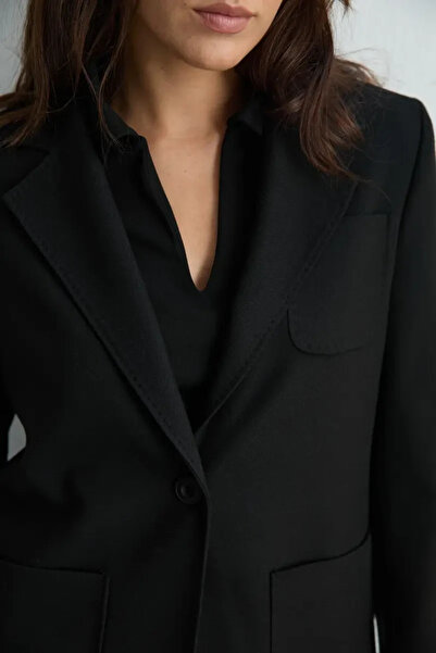 Gusto Wool Blazer Jacket - Black