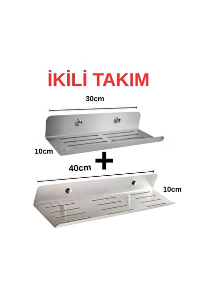 bermega Inox, Ömürlük Paslanmaz Çelikten Raf Ikili Takım, Banyo Rafı, Şampuan...
