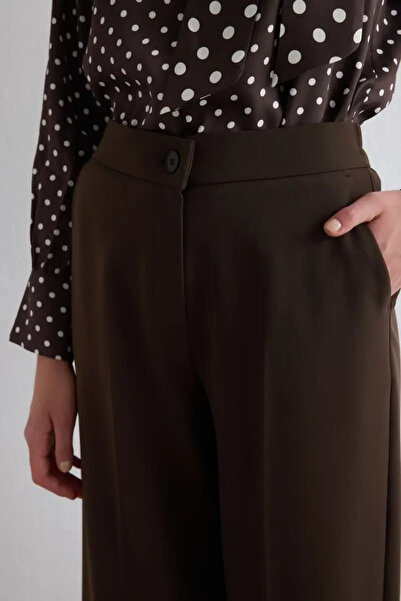 Gusto Παντελόνι Palazzo με τσέπες - Καφέ