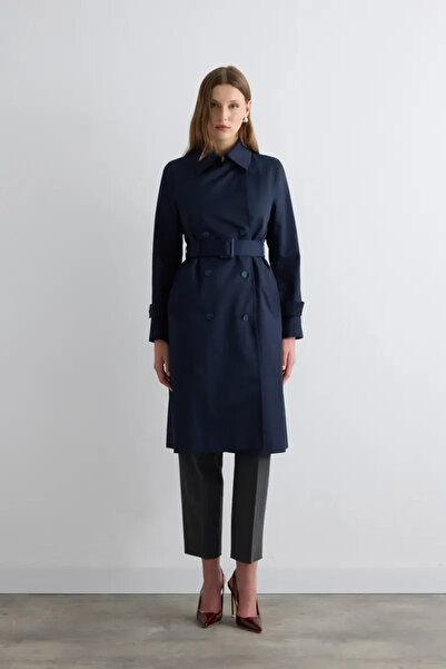Gusto Classic Trench Coat - Navy Blue