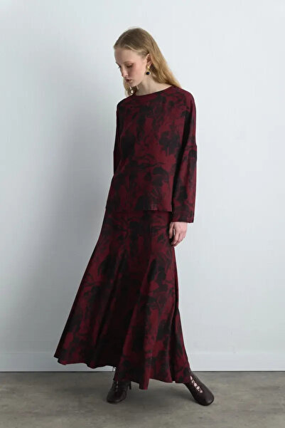 Gusto Μπλούζα με σχέδιο από βισκόζη της συλλογής Anka - Βουργουνδία