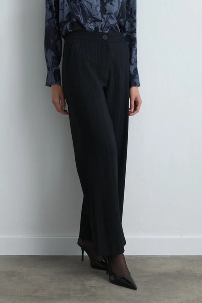 Gusto Anka Collection Wool Silik Line Trousers - Navy Blue