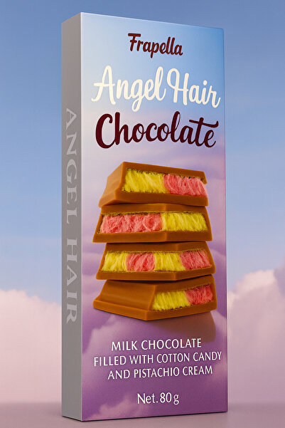 Frapella Angel Hair Antep Fıstıklı Kremalı Pişmaniye Dolgulu Sütlü Çikolata 80 Gr.