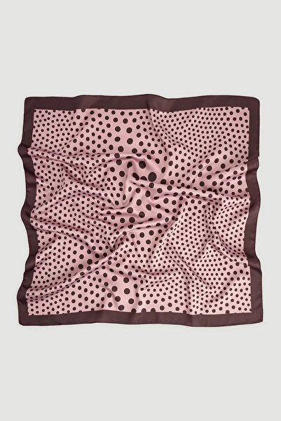 Gusto Striped Detailed Polka Dot Scarf - Pink