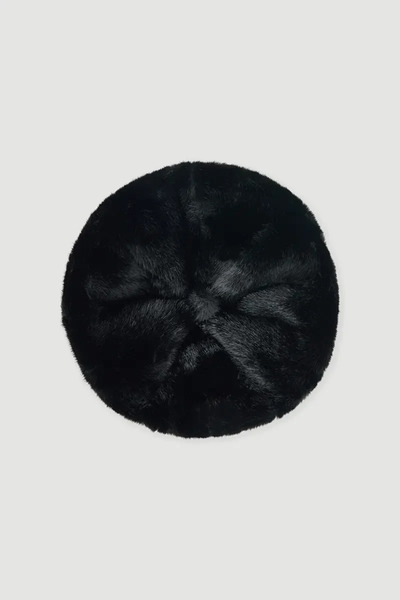 Gusto Faux Fur Painter Beret - Black