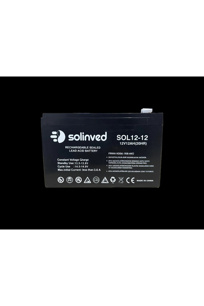 SOLİNVED 12V 12AH Ups Ve Alarm Aküsü