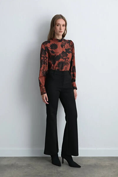 Gusto Wide Leg Faux Suede Pants - Black