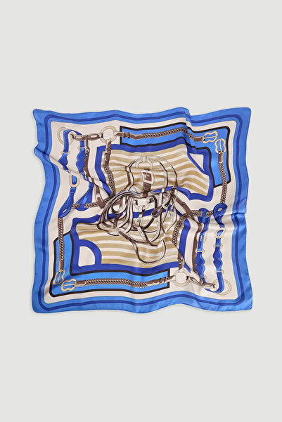 Gusto Chain Patterned Scarf - Blue