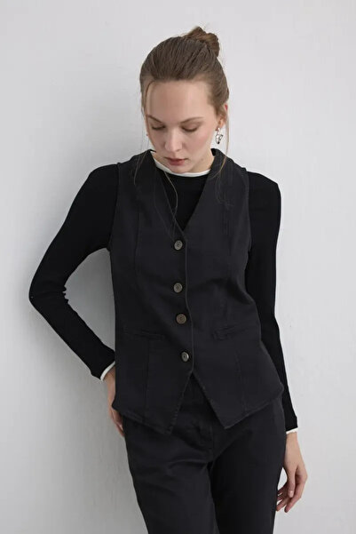 Gusto Denim Black Vest - Black