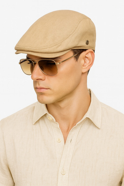 ZERAMİNE London Kasket Şapka Elastic Summer Bej