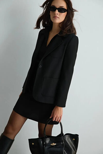 Gusto Wool Blazer Jacket - Black