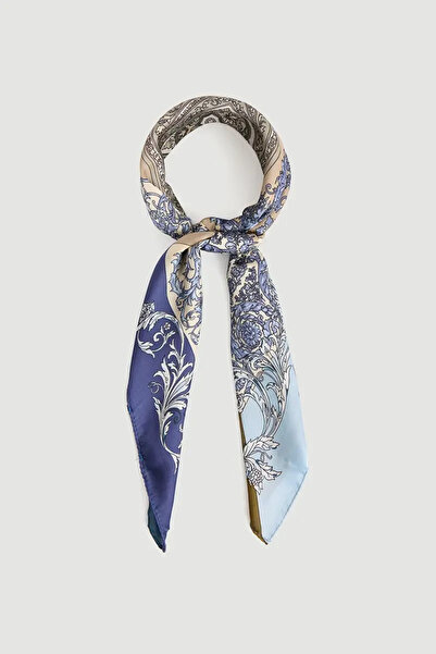 Gusto Geometric Patterned Scarf - Blue