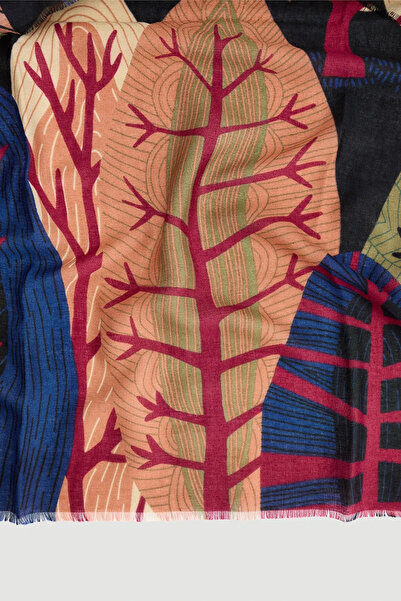 Gusto Leaf Patterned Shawl - Green