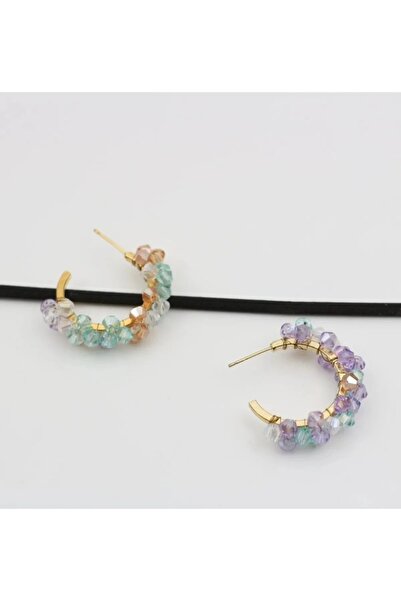 akcepazar Stylish Earrings with Ring Crystal Stones
