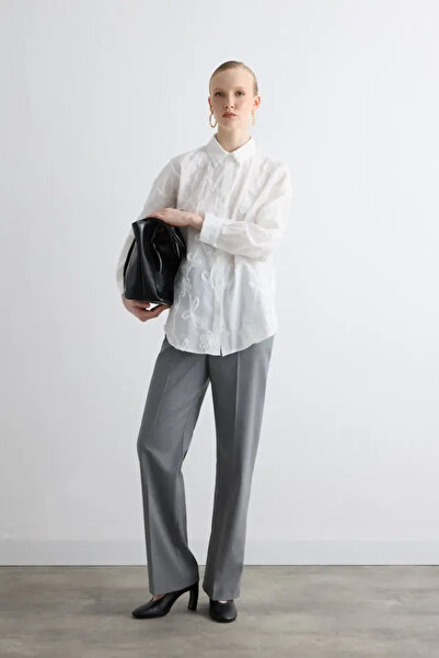 Gusto Embroidered Cotton Shirt - White