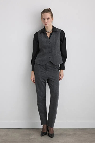 Gusto Glitter Striped Knitted Trousers - Gray