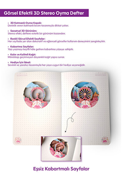 Ecrou Ferris Wheel Themed 3D Stereo Layered Carved Page Notebook Agenda Memo Pad 20.8 X 14 cm 120 Sheets