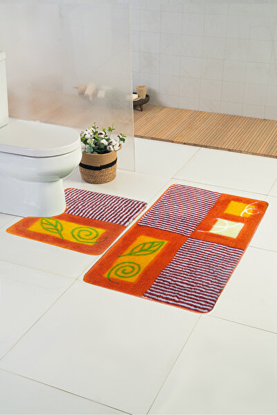Moda Dekor Akrilik Simli İlayda Turuncu 60x100-60x50-50x50cm 3'lü |Yıkanabili...