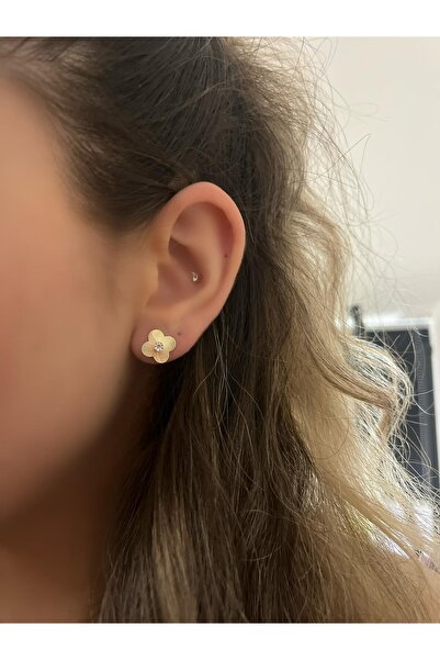 MyladyAccessoriess Tek Taş Detay Yonca Küpe