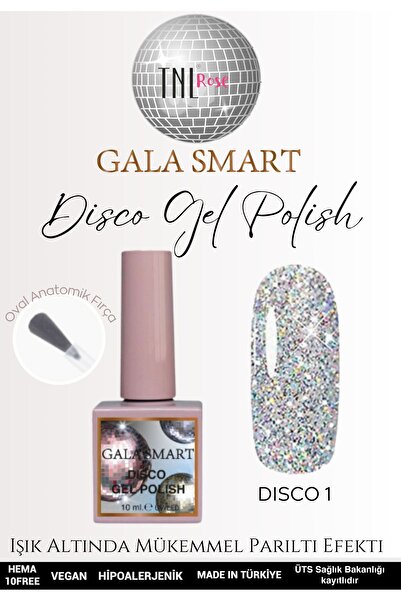 gala smart Gri Silver Disco Disko Flaş Oje Özel Seri Simli Kalıcı Oje Gel Pol...