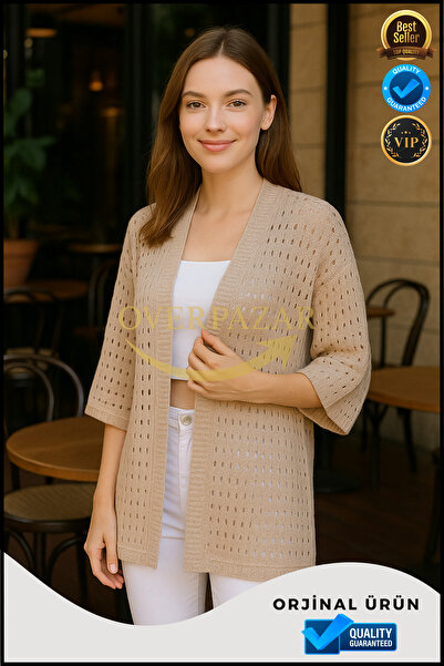 Overbazaar Cardigan de tricotaj fără mărime - perforat și fără nasturi