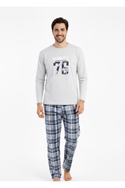 Free Beka Μακρυμάνικο καρό σχέδιο έξι καρό ανδρικό σετ πιτζάμες από βαμβακερό και άνετο ύφασμα