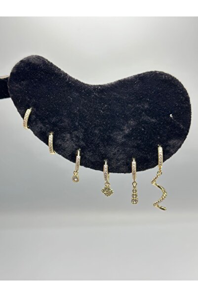 BYYEŞO Curved Detailed Set Earrings (Steel) Gold