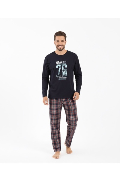 Free Beka Μακρυμάνικο καρό σχέδιο έξι καρό ανδρικό σετ πιτζάμες από βαμβακερό...