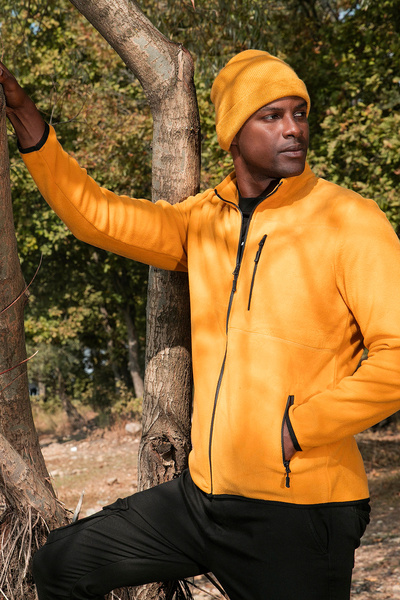 Buratti Slim Fit Zippered Pockets Mock Neck Cold-Proof Fleece Cardigan Men's Cardigan 5906028