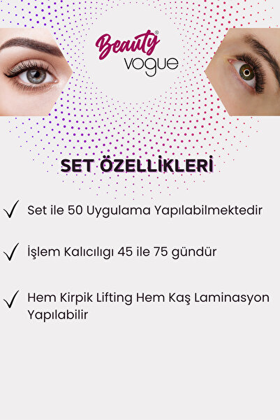 Beauty Vogue 50 Kullanımlık Lash Lift Kit Perması Kirpik-kaş Lifting Seti Tam Profesyonel