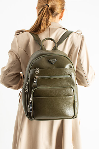 By Hakan Mega-621 Wash Leather Women's Backpack Green