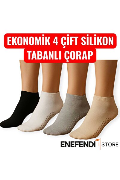 NF ND ENEFENDİ 4 perechi de șosete anti-alunecare unisex pentru yoga, pilates, tawaf |   Ciorapi sport alb | Gri | Negru | Bej 36-40