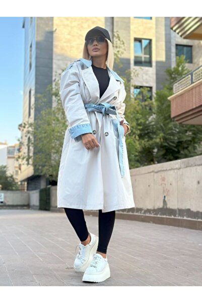 Robin 87077 Jean Detailed Long Trench Stone