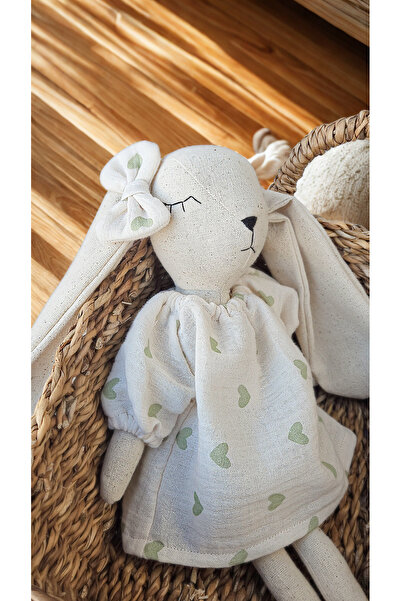 Atölye LİDYA Sevimli Tavşan Uyku Arkadaşı | %100 Pamuk Müslin Elbiseli Uykucu...