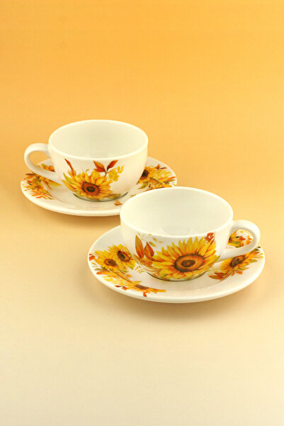 Bursa Porselen Dekor Fall'24 sunflower iki kişilik çay fincan takımı