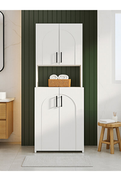dorpek Kalira Çamaşır Makinesi Dolabı Çok Amaçlı Banyo Dolabı Beyaz