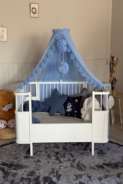 Pastelya Bebe Mavisi Aparatlı Beşik Cibinliği