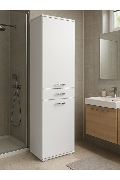 dorpek Ayris Çok Amaçlı Dolap Kiler Dolabı Mutfak Banyo Dolabı Beyaz