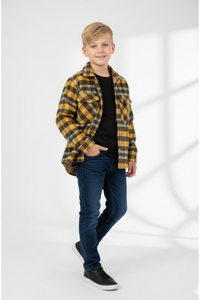 Jack Lions Erkek Çocuk Düğme Kapama Kapaklı Çift Cep Astarlı Oduncu Gömlek Ceket