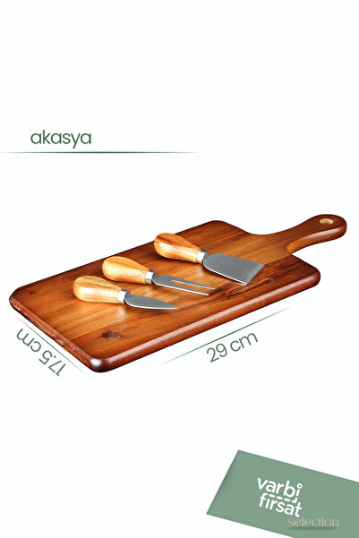 Varbifırsat Acacia cheese serving set - presentation board with knife