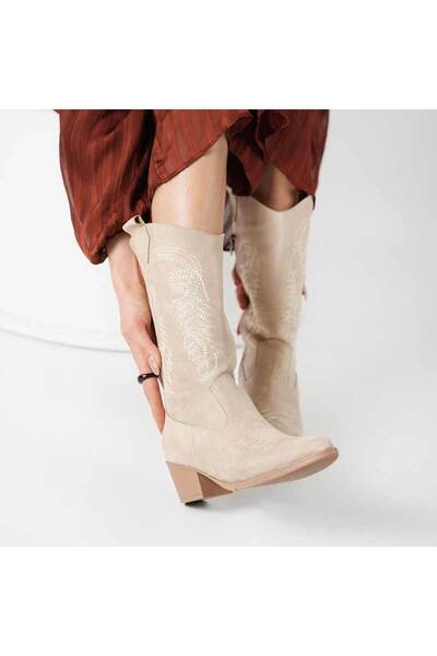 DAD WOLF Μπότες Cowboy Canvas Western Style Pointed Boots