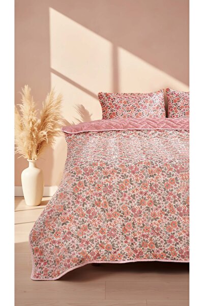 Rivaİstanbul Pink Spring Quilted Double Cotton Pique & Multi-Purpose Bedspread